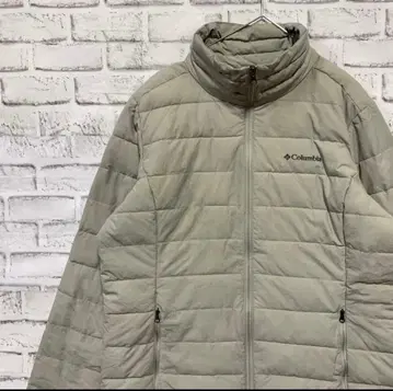 컬럼비아 나일론 자켓 충전솜 캠핑 로고 자수 베이지 L 23