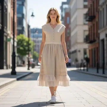 Chesty 슬리브리스 원피스 베이지