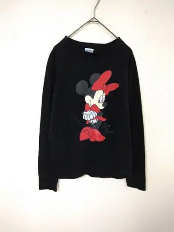 택 포함 새상품 디즈니 Disney 여성용 M 블랙 컬러 면 긴팔 티셔츠