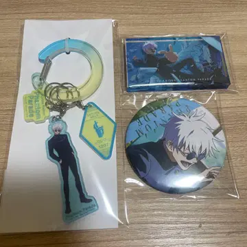 주술회전 팬파레 복권 회옥옥절 아크릴 블록 캔뱃지 고죠 사토루 세트