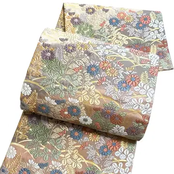 A 202 후쿠로 오비 육통 패턴 당직 포도 등 꽃 순수 실크 기모노