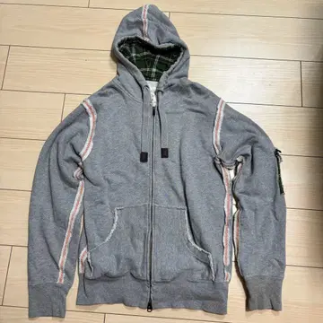 BILLABONG 빌라봉 풀 집업 후드티 그레이 그린 체크 M 사이즈
