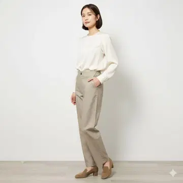 레리안 [새상품급] 스트레치 스트레이트 팬츠 베이지 빅 사이즈 13+