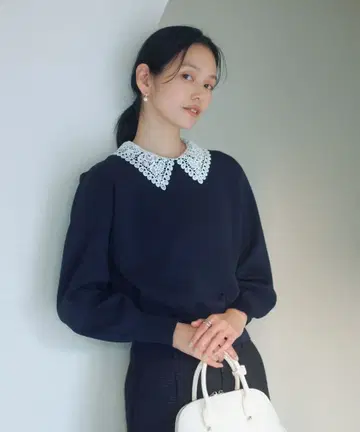 엘리 레이스 2WAY 니트 풀오버 워셔블 네이비