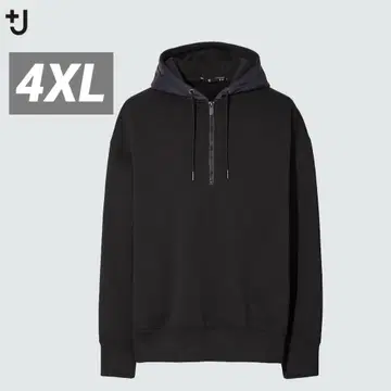 [ UNIQLO +J ] 드라이 맨투맨 하프 지퍼 후드티 4XL 블랙