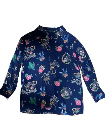 Anina 네이비 타투 플래시 긴팔 셔츠