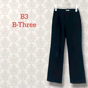 비쓰리 세미 플레어 팬츠 오피스 캐주얼 블랙 슬랙스 롱 레그 효과 무지