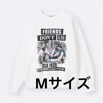 GU 헤비 웨이트 맨투맨 풀오버 스트레인저 씽즈 화이트 M