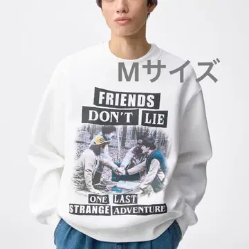 GU 헤비 웨이트 맨투맨 풀오버 스트레인저 씽즈 화이트 M