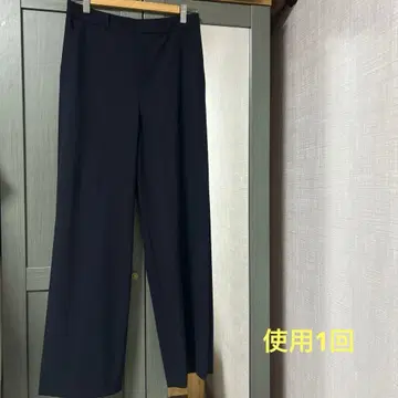 UNTITLED 뒷 허리밴딩/깔끔한 스트레치 와이드 팬츠 네이비 40