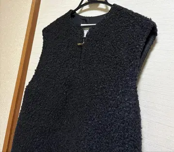 슬로브 이에나 블랙 보아 더블 지퍼 롱 베스트