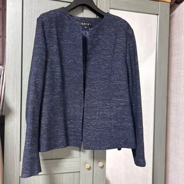 INDIVI 워셔블 스트레치 트위드 자켓 네이비494