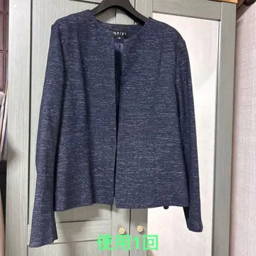 INDIVI 워셔블 스트레치 트위드 자켓 네이비494