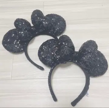 디즈니 머리띠 미니 스팽글 검정 블랙