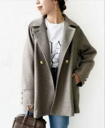 택 포함 새상품 SHIPS 울 라이크 저지 멜톤 2way P 코트