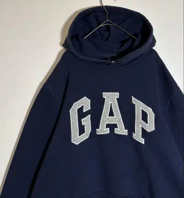 GAP 갭 빅 사이즈 자수 로고 네이비 속기모 후드티
