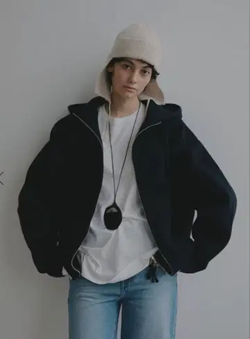 ETRE TOKYO 니트 더블 페이스 오버 사이즈 니트 후드티