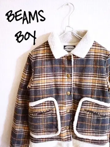D221937 BEAMS BOY 체크 무늬 보아 블루종