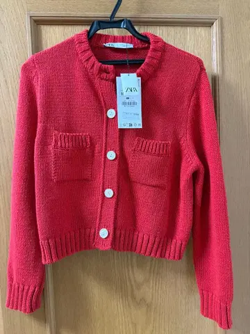 레드 니트 가디건 ZARA
