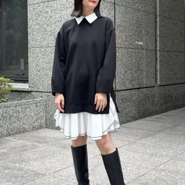 새상품 JILL STUART 본딩 저지 미니 원피스 블랙 L