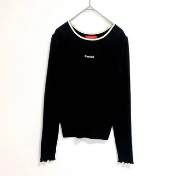 레피피알마리오 상의 긴팔 M 블랙 얇은 소재 리본 캐주얼