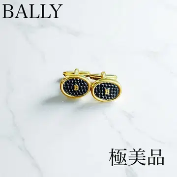 컨디션 최상 BALLY 발리 커프스 단추 블랙 x 골드 B 로고