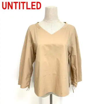A5788 언타이틀 7부 소매 블라우스 상의 면 V넥 베이지 2