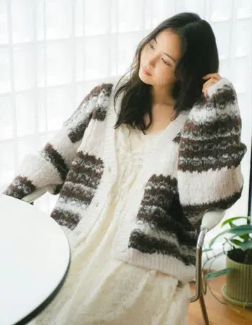 (새상품) Ungrid 로우게이지 라메 니트 가디건 브라운 신상 F사이즈