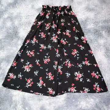 Heather [ F ] 가우초 팬츠 블랙 꽃무늬 프리 사이즈 봄/가을