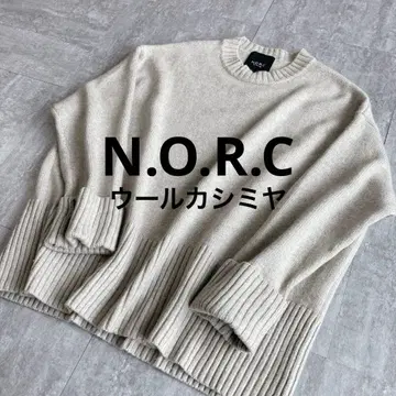 [새상품급] N.O.R.C 베이지 울 캐시미어 크루넥 니트
