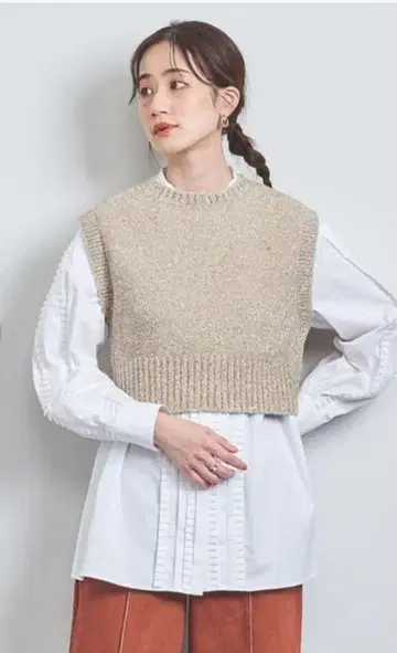 [컨디션 최상] 현행 유나이티드 애로우즈 글리터 라메 니트 베스트 베이지