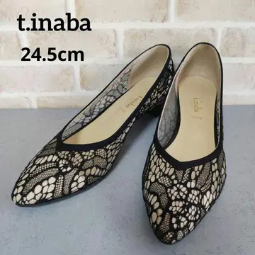 컨디션 최상 t.inaba 티이 나바 레이스 펌프스 블랙 24.5cm