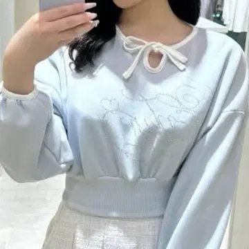 evelyn 라메 로고 맨투맨 아이스 그레이 스카이블루