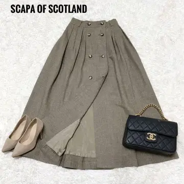 새상품급 SCAPA OF SCOTLAND 더블 버튼 플레어 스커트 38