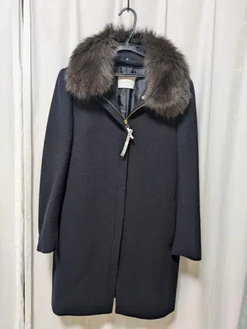 aquagirl 네이비 퍼 부착 롱 코트