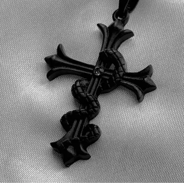 GIBOUS SNAKE CROSS NECKLACE BLACK 기보스