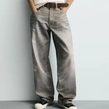 ZARA 프린트 배기핏 데님 팬츠 32