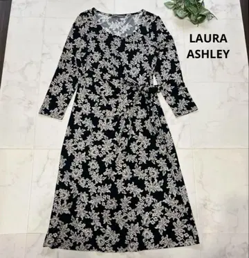 새상품급 로라 애슐리 드레이프 리본 원피스 사이즈 7 올 패턴 네이비