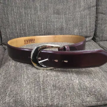 EVISU 와인 레드 가죽 벨트