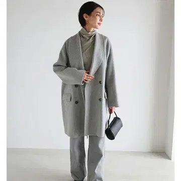 에버네이비 evernavy 라이트 그레이 더블 코트 S 리버 울