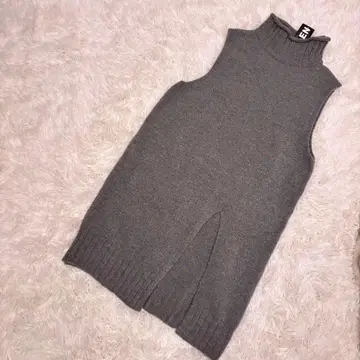 택 포함 새상품 그레이 슬리브리스 니트 원피스 터틀넥 M 사이즈 루즈핏