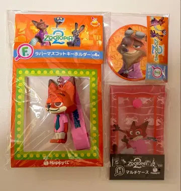 해피 복권 주토피아2 닉 러버 마스코트 키링 3개