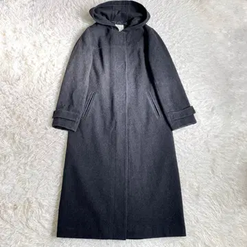 쿠미쿄쿠 맥시 길이 롱 코트 후드 부착 아름다운 실루엣 그레이 슬림