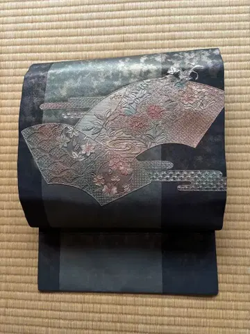 나고야 오비 순수 실크 산두 무늬 미사용