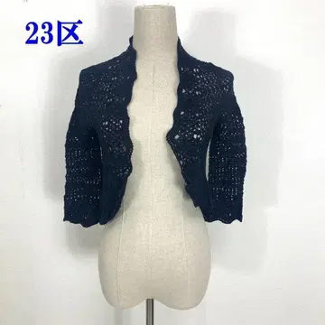 23구 볼레로 네이비 5부 기장 레이스 편직 라메 M C1006