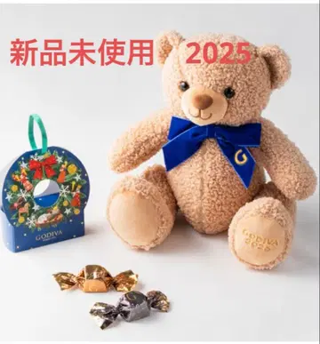 GODIVA 봉제 인형 파란 리본 부쉬 드 노엘 베어 곰 고디바