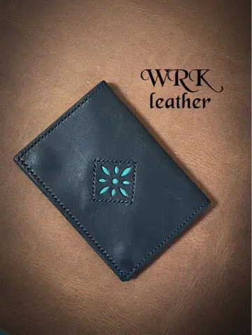 WRK leather 블랙 가죽 하프 머니 지갑
