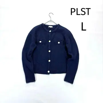 플라스테 가디건 자켓 골드 버튼 네이비 L 울 100%
