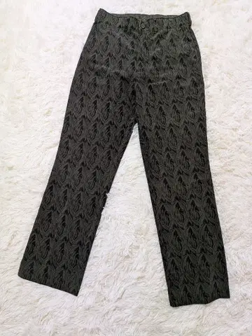 JEANASIS 다크 그린 잎 패턴 팬츠 M 사이즈