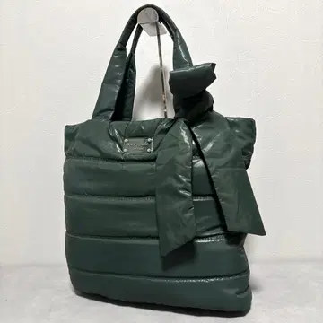 새상품급 케이트 스페이드 토트백 나일론 그린 리본 표범 무늬